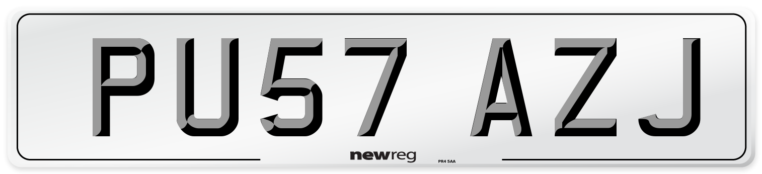 PU57 AZJ Number Plate from New Reg